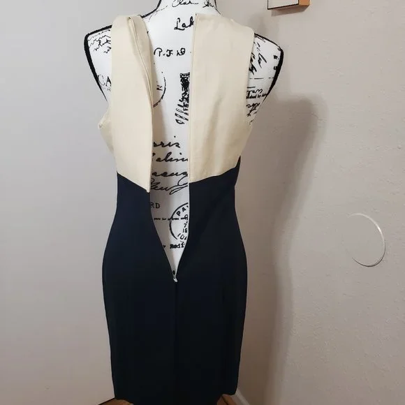 Vintage Black & Cream Dress By Jennifer Jeffries Size 4 - Picture 4 of 6